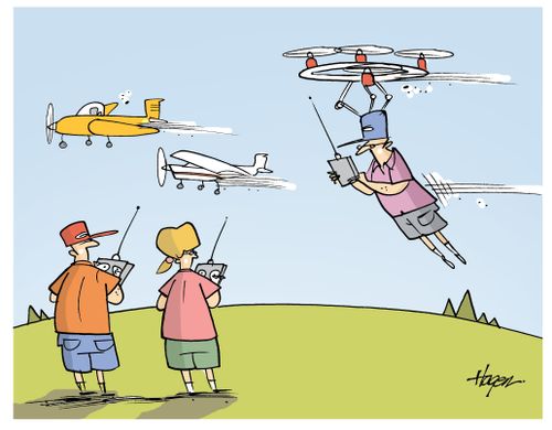 Guy flying himself.