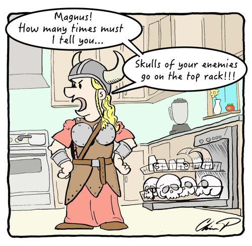 "Magnus! How many times must I tell you...Skulls of your enemies go on the top rack!!!"