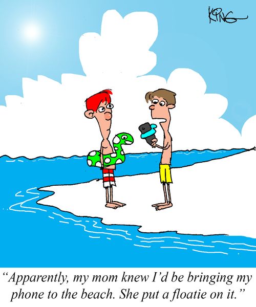 "Apparently, my mom knew I'd be bringing my phone to the beach. She put a floatie on it."