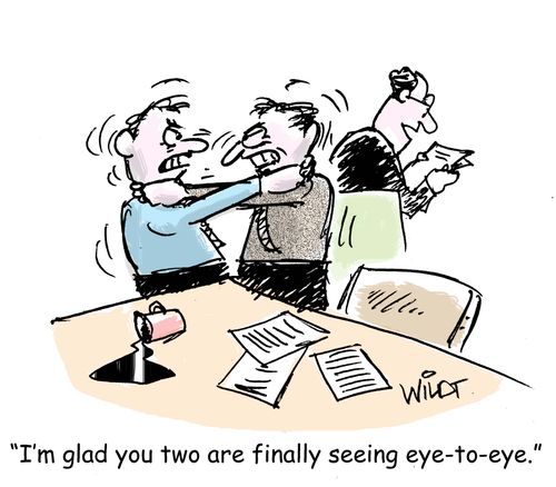 "I'm glad you two are finally seeing eye-to-eye."