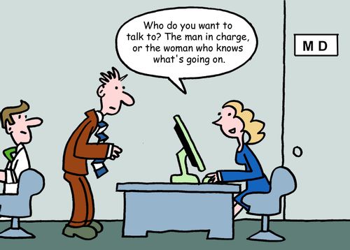 "Who do you want to talk to? The man in charge, or the woman who knows what's going on."