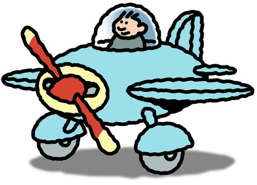 Man in small airplane