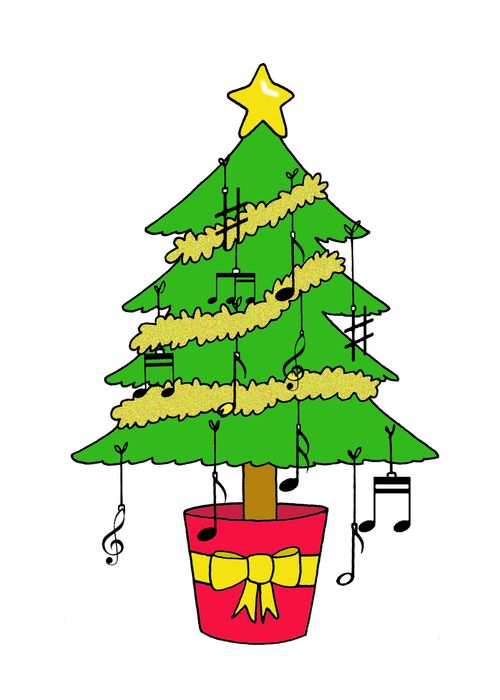 Christmas Tree with Musical Notes.