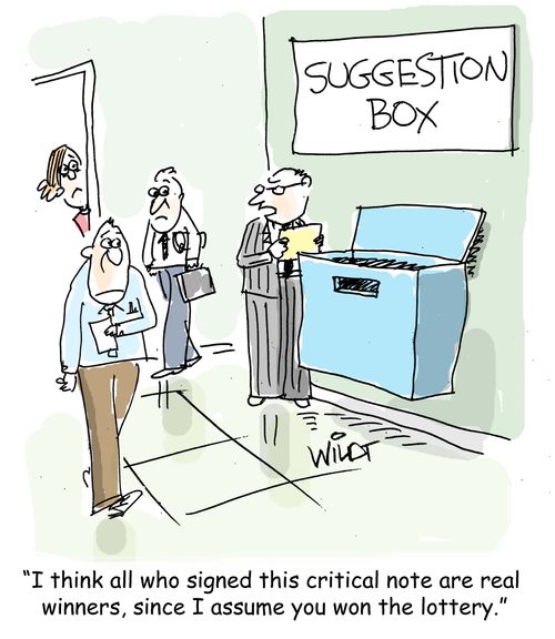 "I think all who signed this critical note are real  winners, since I assume you won the lottery."