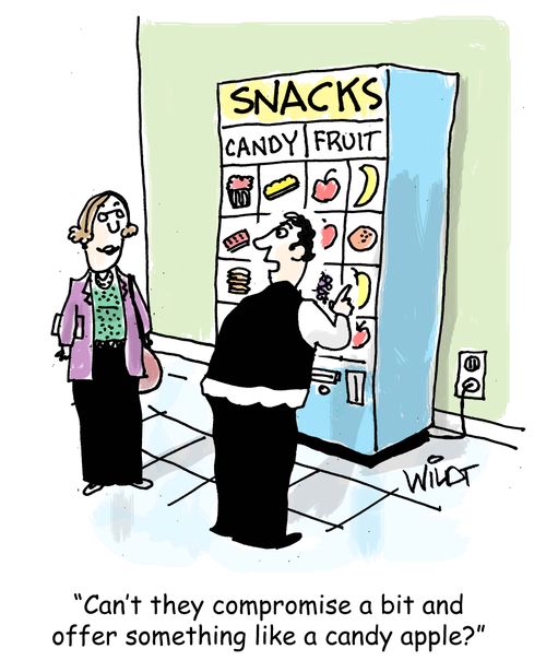 "Can't they compromise a bit and offer something like a candy apple?"