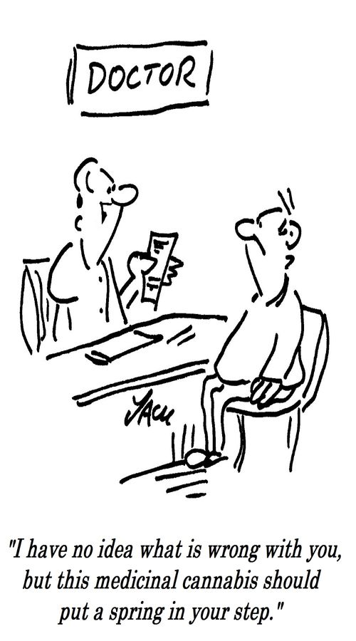 "I have no idea what is wrong with you, but this medicinal cannabis should put a spring in your step."