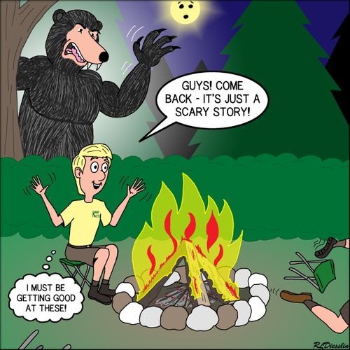 "Guys! Come back - it's just a scary story!"