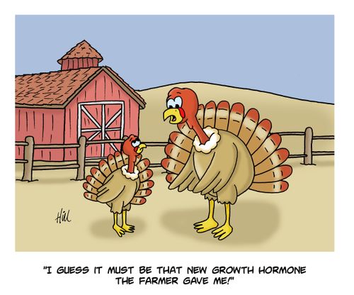 "I guess it must be that new growth hormone the farmer gave me!"