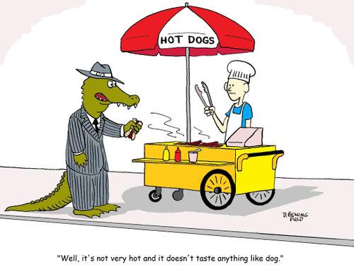 "Well, it's not very hot and it doesn't taste anything like dog."