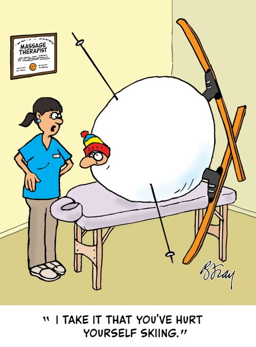 "I take it that you've hurt yourself skiing."