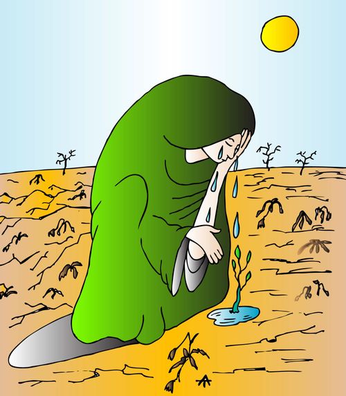 Watering a plant with tears