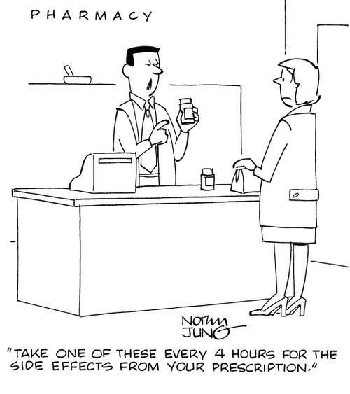 "Take one of these every 4 hours for the side effects from your prescription."