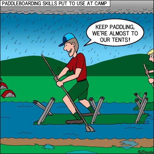 Paddleboarding skills put to use at camp.
