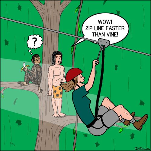 "Wow! Zip line faster than vine!"