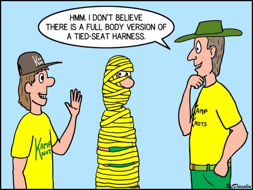 "Hmm. I don't believe there is a fill body version of a tied-seat harness."