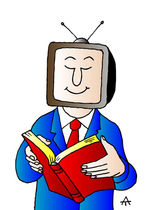 TV man reading a book
