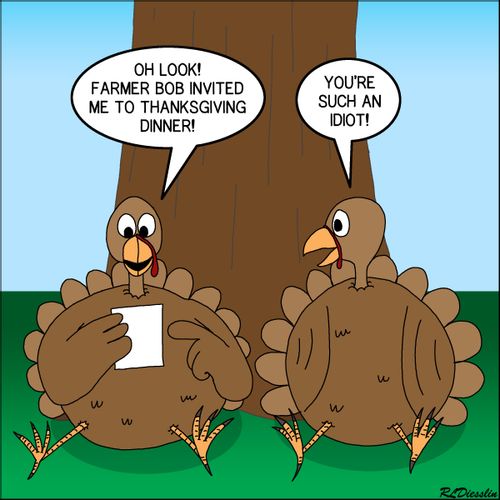 "Oh look! Farmer Bob invited me to Thanksgiving dinner!"