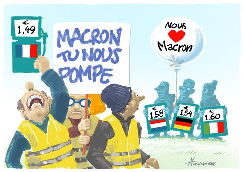 Protests in France over high petrol prices.