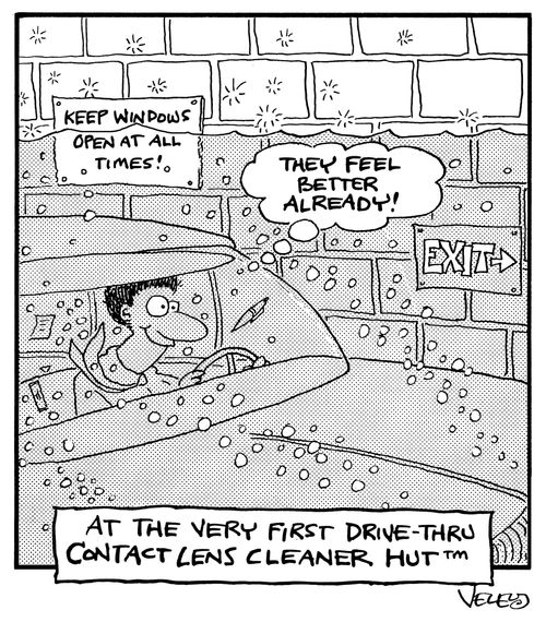 At the very first drive-thru Contact Lens Cleaner Hut