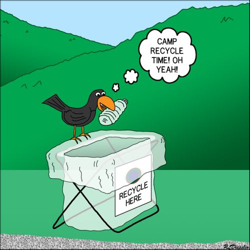 "Camp recycling time! Oh yeah!"