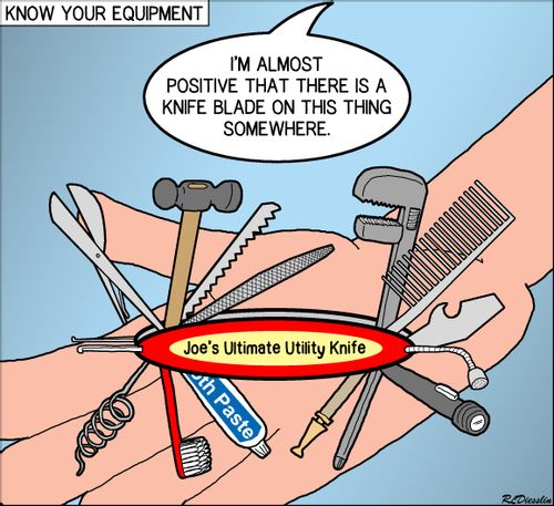 "I'm almost positive that there is a knife blade on this thing somewhere."