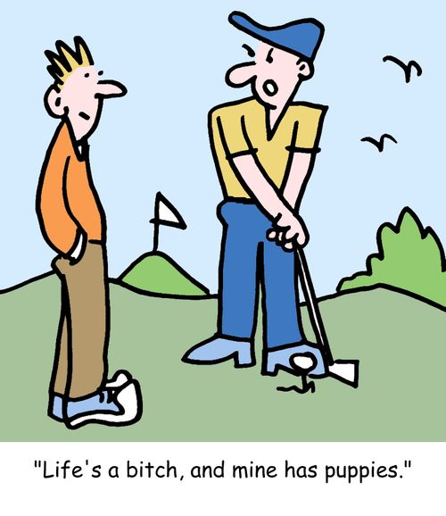 "Life's a bitch, and mine has puppies."