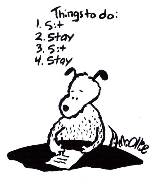 Things to Do: Sit, Stay, Sit, Stay.
