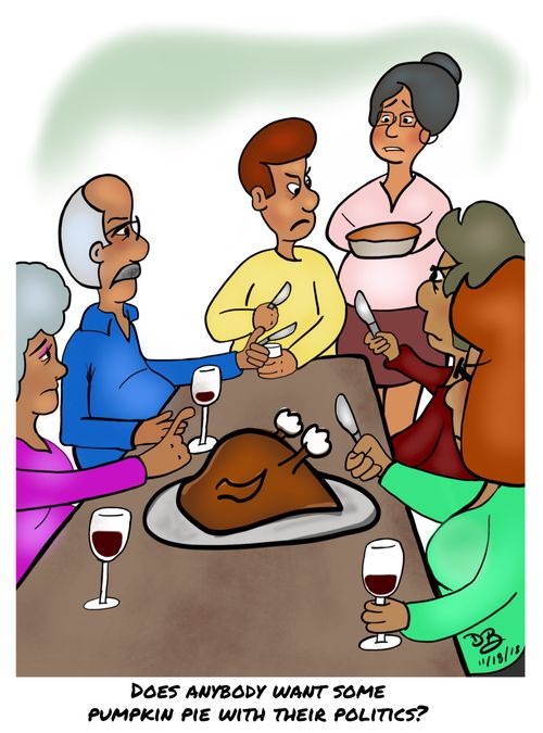 "Does anybody want some pumpkin pie with their politics?"