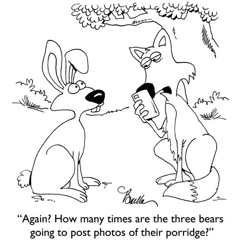"Again? How many times are the three bears going to post photos of their porridge?"