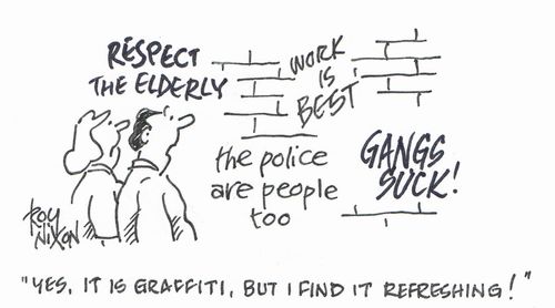 "Yes, it is graffiti, but I find it refreshing!"