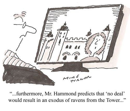 "...furthermore, Mr. Hammond predicts that 'no deal' would result in an exodus of ravens from the Tower..."