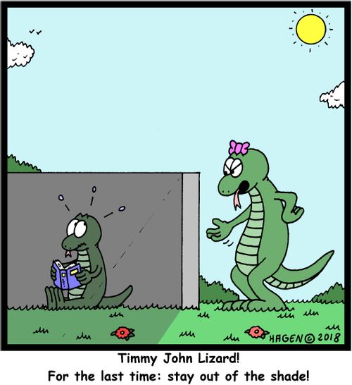 Timmy John Lizard! For the last time: stay out of the shade!
