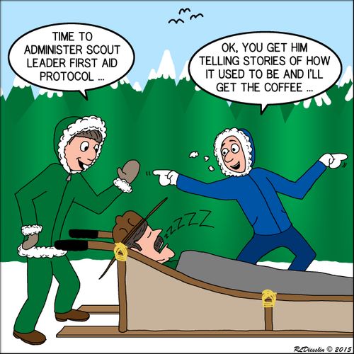 "Time to administer scout leader first aid protocol..."
