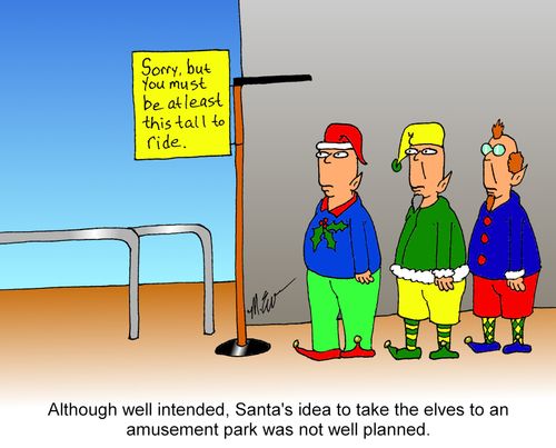 Although well intended, Santa's idea to take the elves to an amusement park was not well planned.