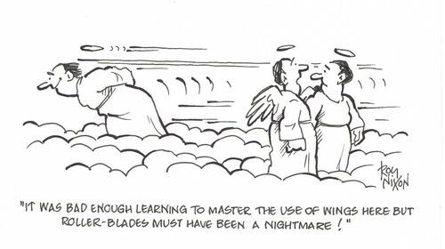"It was bad enough learning to master the use of wings here but roller-blades must have been a nightmare!"