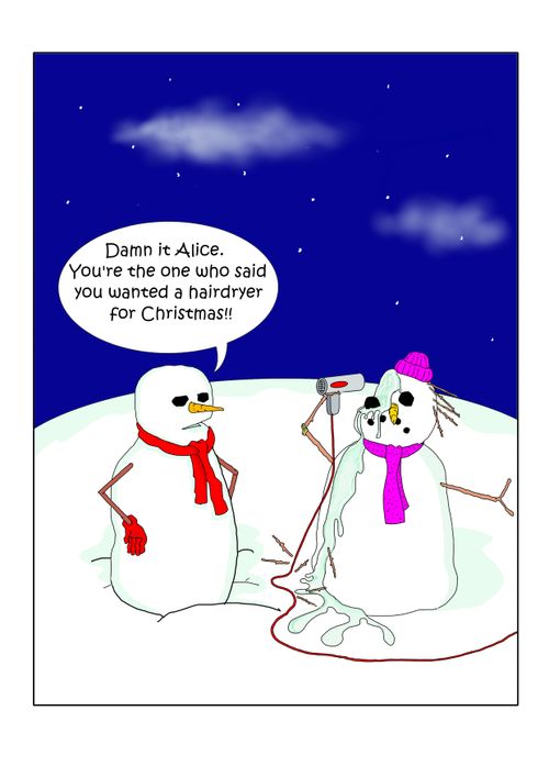 "Damn it Alice. You're the one who said you wanted a hairdryer for Christmas!!"