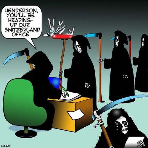 "Henderson, you'll be heading-up our Switzerland office."