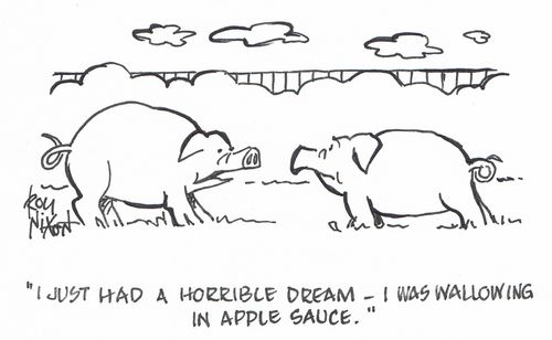"I just had a horrible dream - I was wallowing in apple sauce."