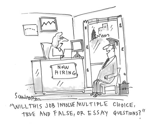 "Will this job involve multiple choice, true and false, or essay questions?"