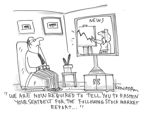 "We are now required to tell you to fasten your seatbelt for the following Stock Market report...."