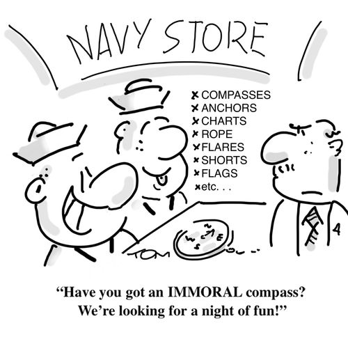 "Have you got an immoral compass? We're looking for a night of fun!"