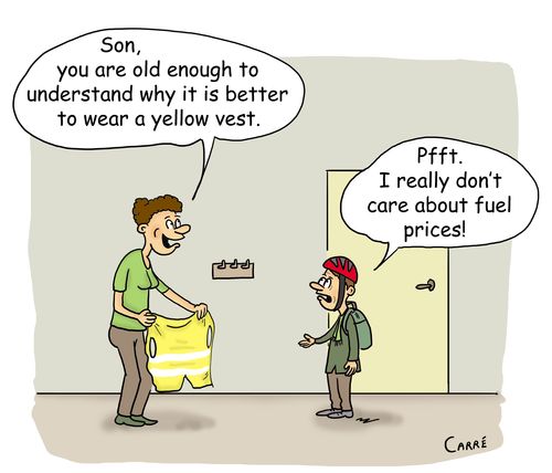 "Son, you are old enough to understand why it is better to wear a yellow vest."