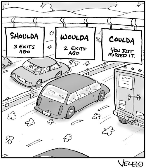 Freeway exits: Should, Woulda, Coulda.