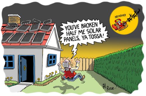 "You've broken half me solar panels, ya t***a!"