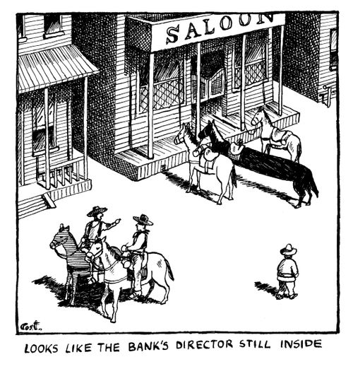 Looks like the bank's director still inside.