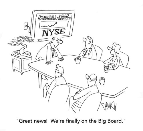 "Great News! We're finally on the Big Board."