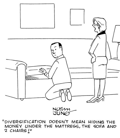 "Diversification doesn't mean hiding the money under the mattress, the sofa and 2 chairs!"