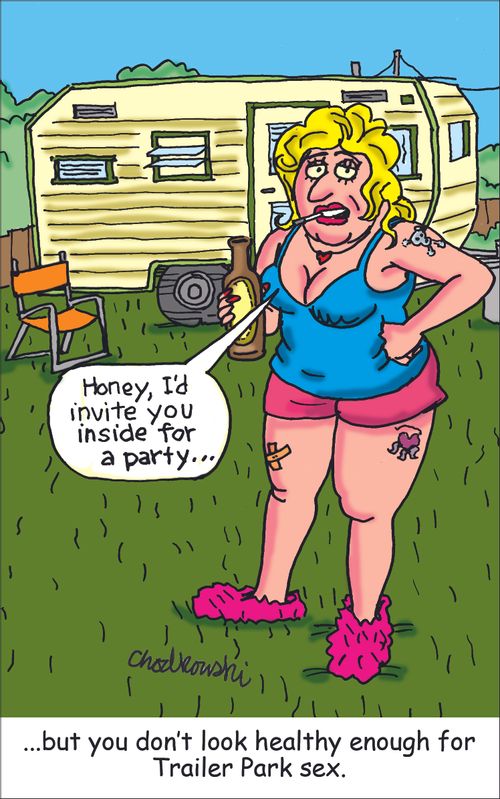 "Honey, I'd invite you inside for a party...but you don't look healthy enough for Trailer Park Sex."