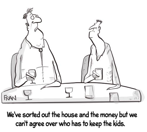 "We've sorted out the house and the money but we can't agree over who has to keep the kids."