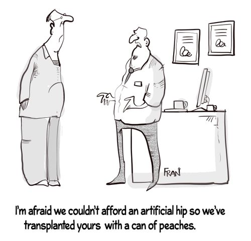 "I'm afraid we couldn't afford an artificial so we transplanted yours with a can of peaches."